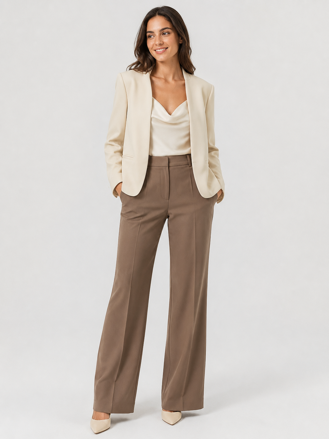 Blazer Cintré Femme Beige