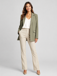 Manteau Blazer Long Femme Vert
