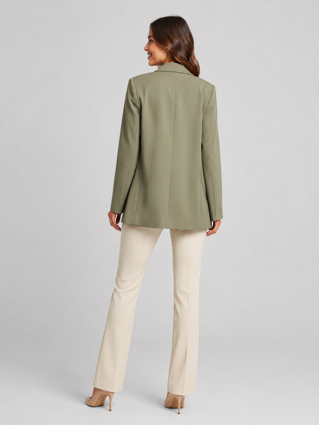 Manteau Blazer Long Femme Vert