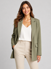 Manteau Blazer Long Femme Vert