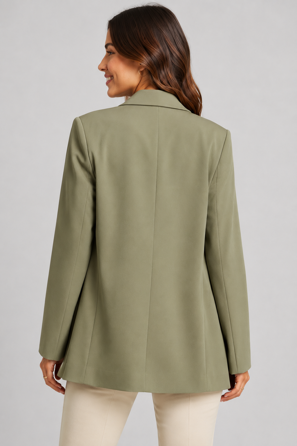 Manteau Blazer Long Femme Vert