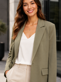 Manteau Blazer Long Femme Vert