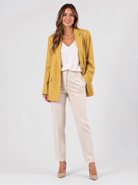 Manteau Blazer Long Femme Jaune