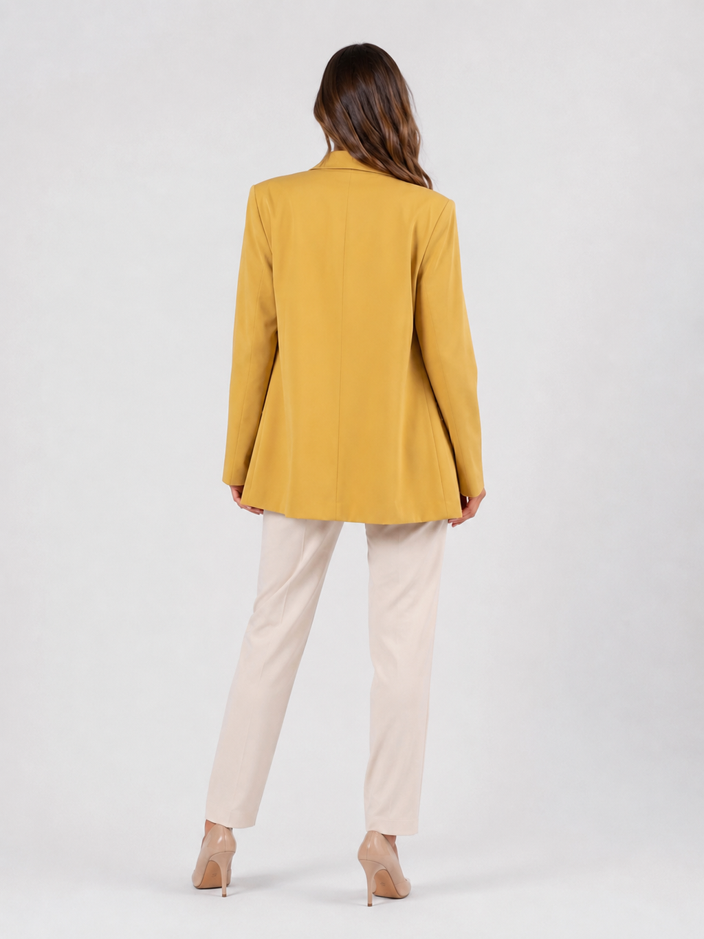 Manteau Blazer Long Femme Jaune