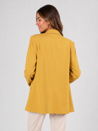 Manteau Blazer Long Femme Jaune