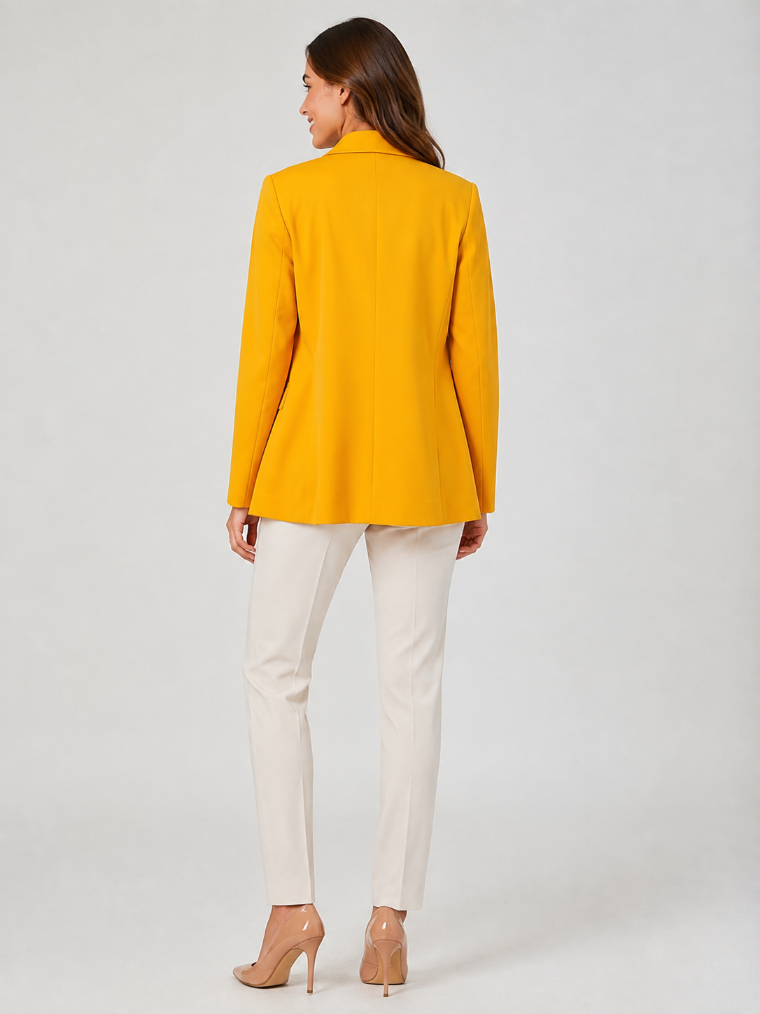 Blazer Long Grande Taille Femme Jaune