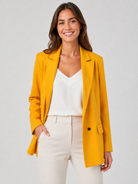 Blazer Long Grande Taille Femme Jaune