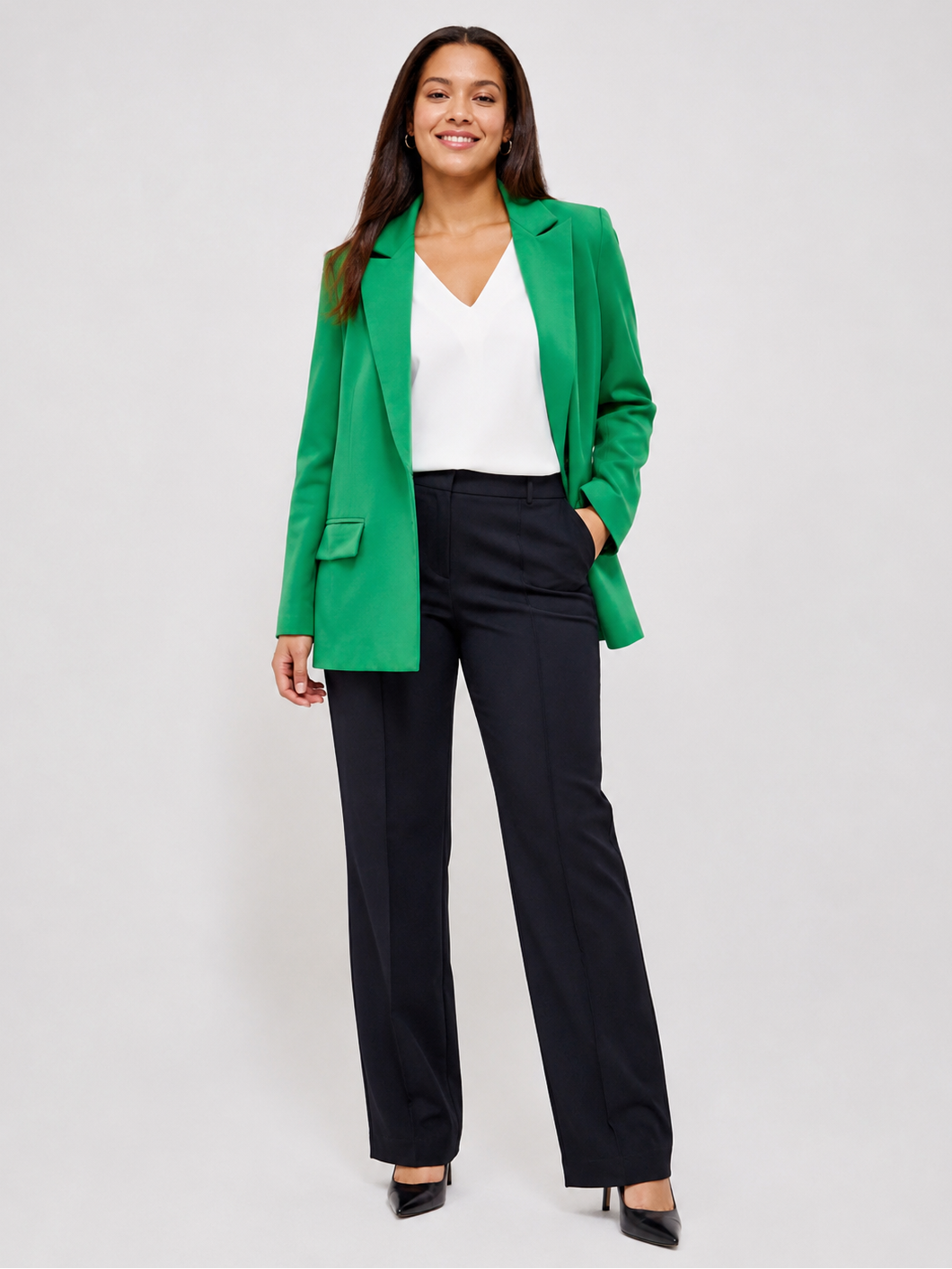 Blazer Long Grande Taille Femme Vert