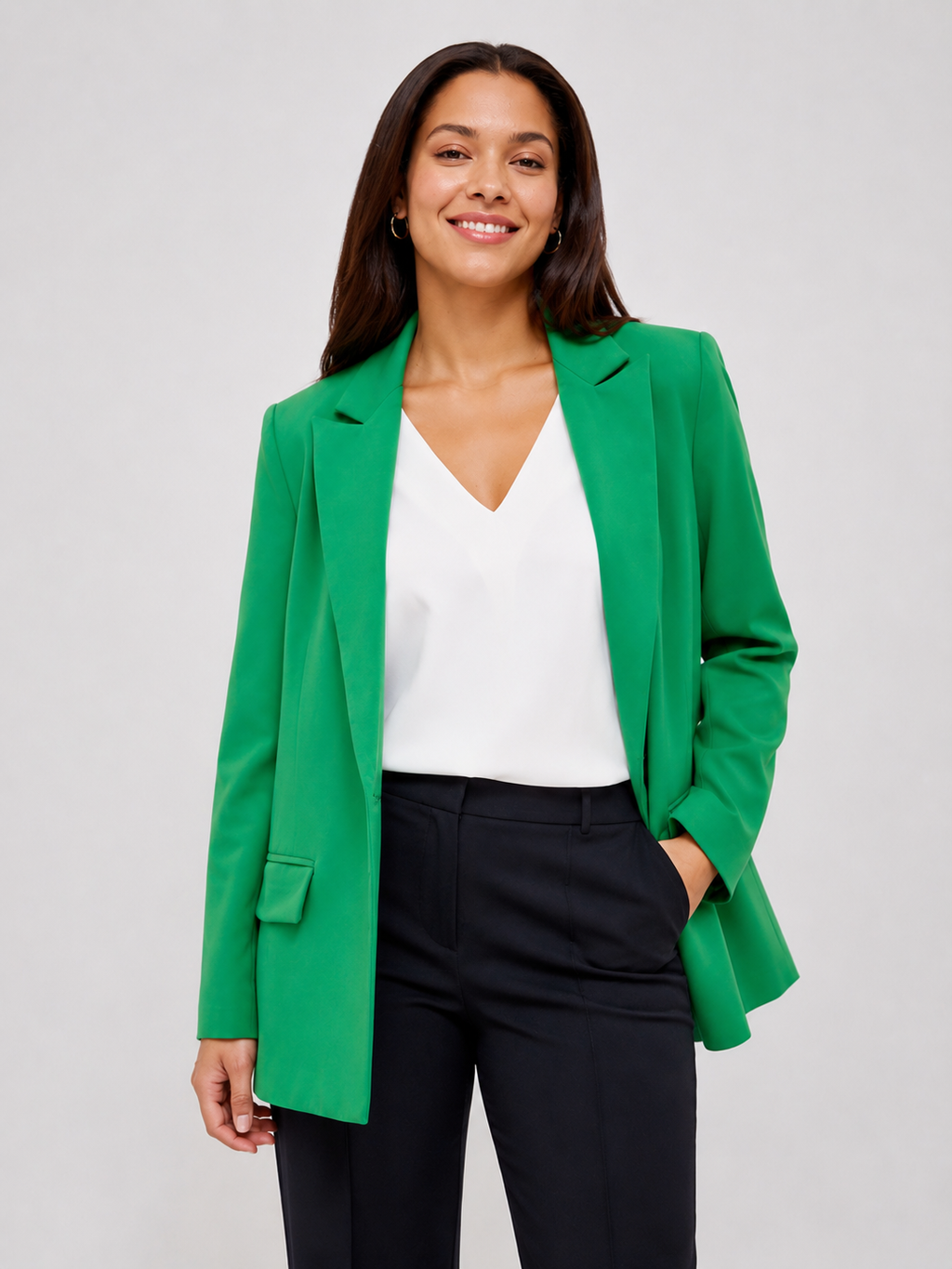 Blazer Long Grande Taille Femme Vert