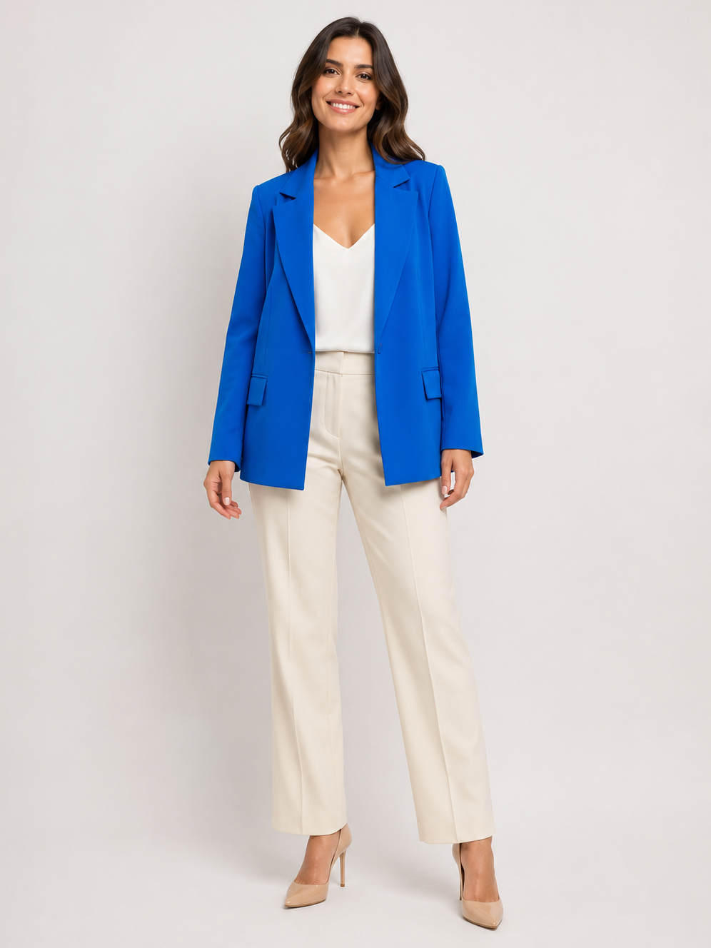 Manteau Blazer Long Femme Bleu
