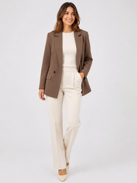Manteau Blazer Long Femme Marron