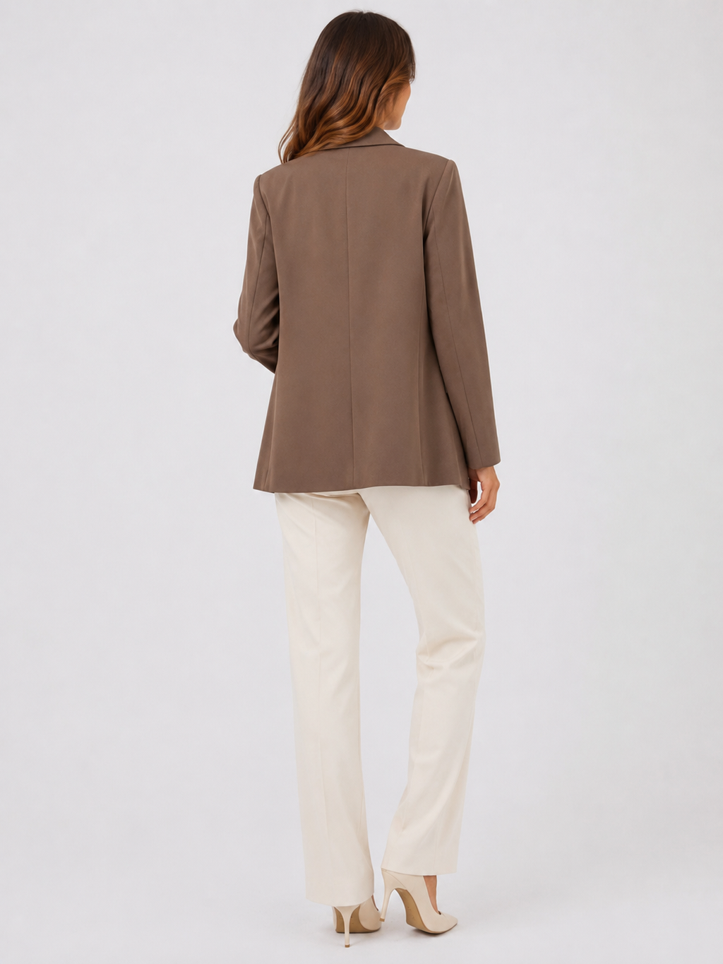 Manteau Blazer Long Femme Marron