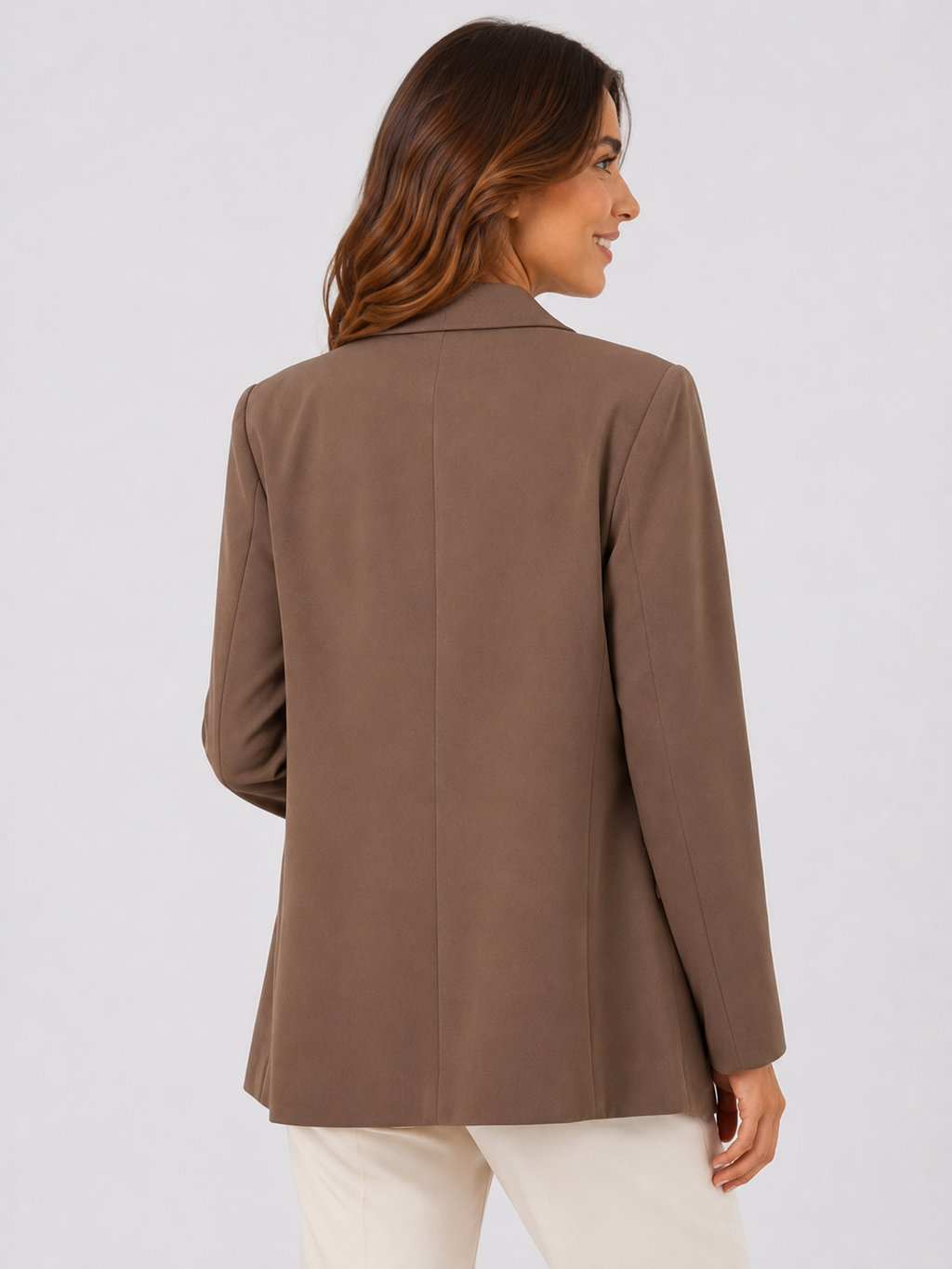 Manteau Blazer Long Femme Marron