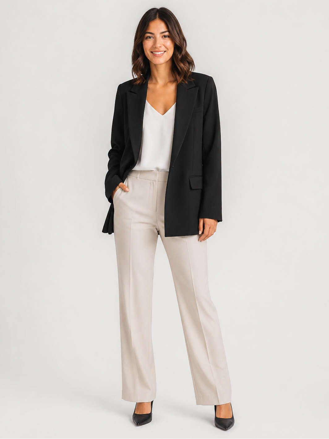 Manteau Blazer Long Femme Noir