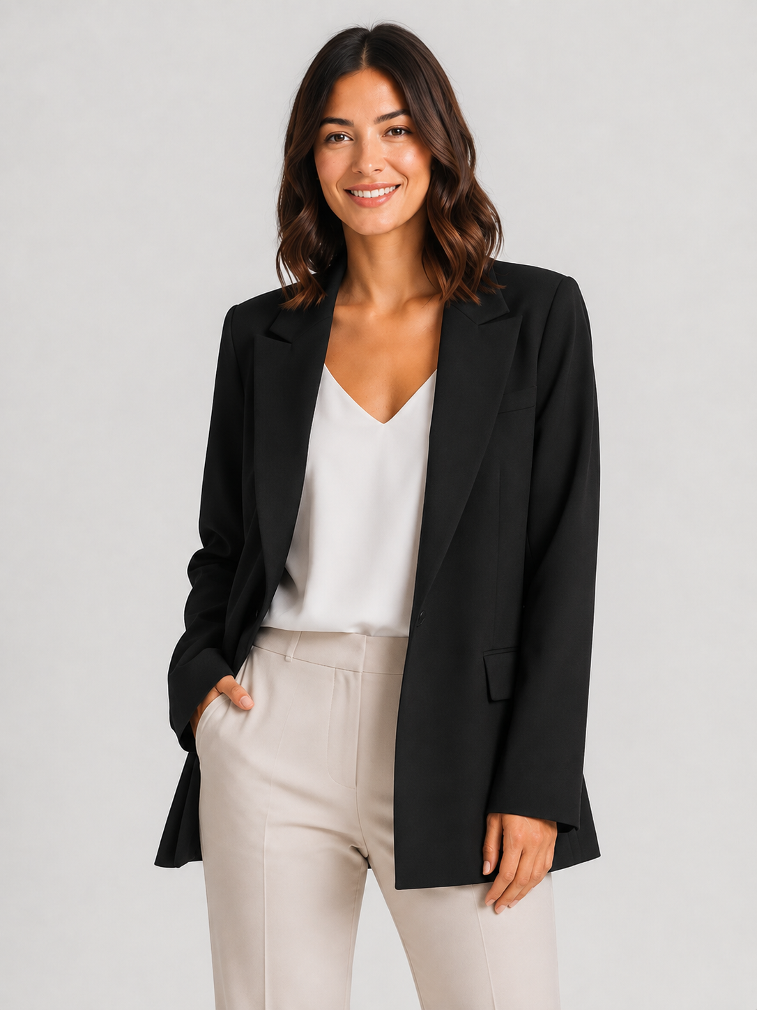 Manteau Blazer Long Femme Noir