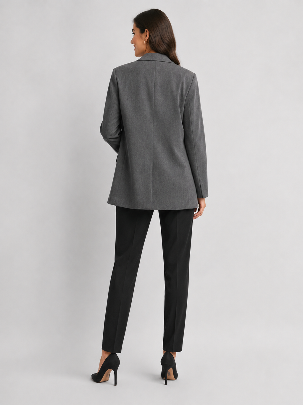 Manteau Blazer Long Femme Gris