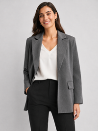 Manteau Blazer Long Femme Gris