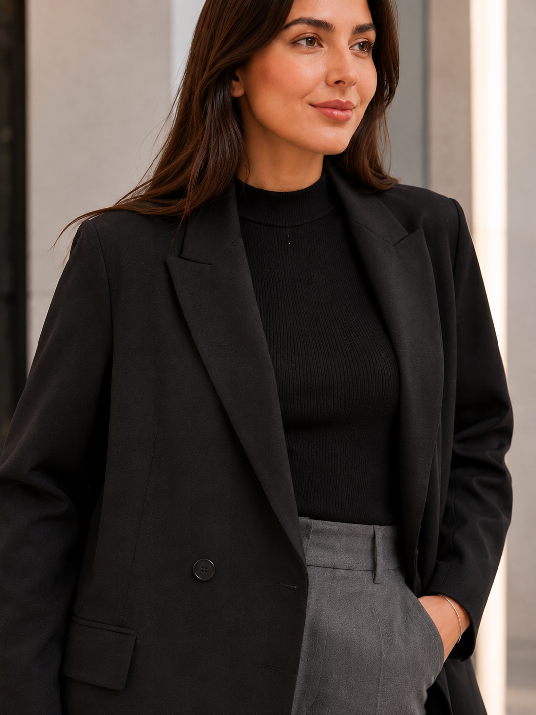 Blazer Croisé Noir Femme