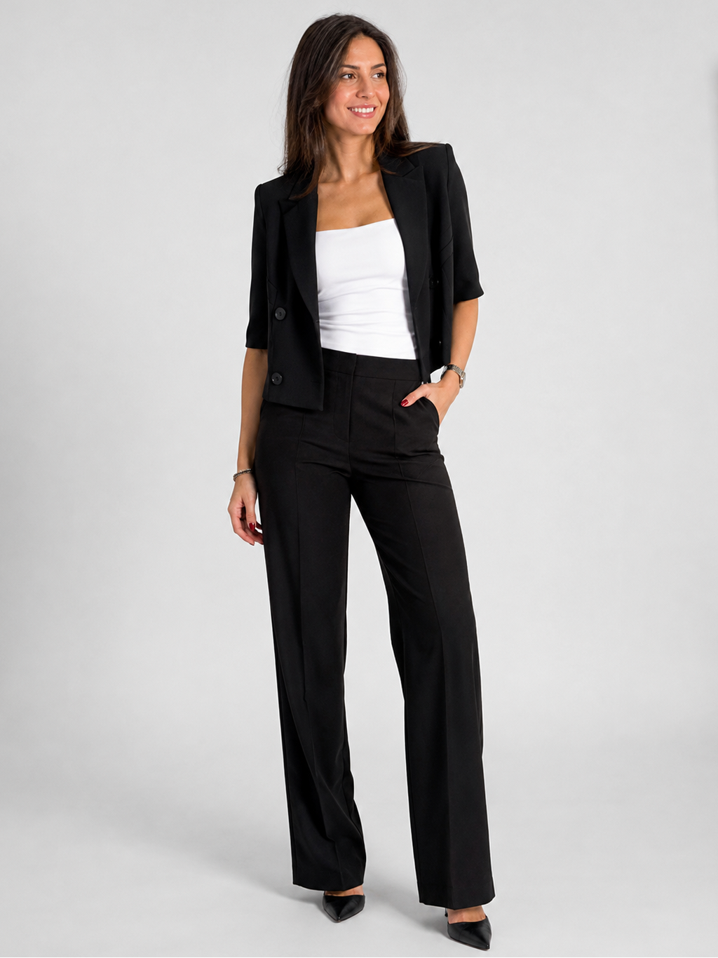 Blazer Noir Manche Courte