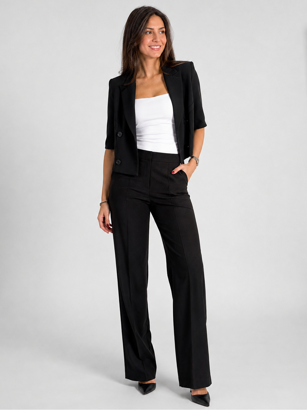 Blazer Noir Manche Courte