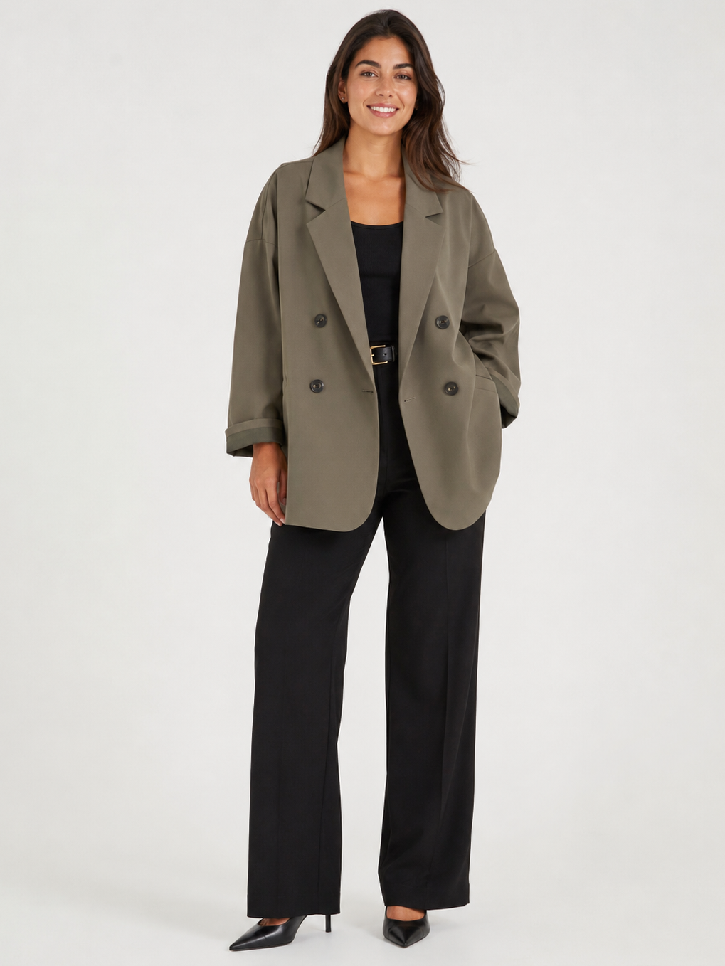 Blazer Long Kaki Femme