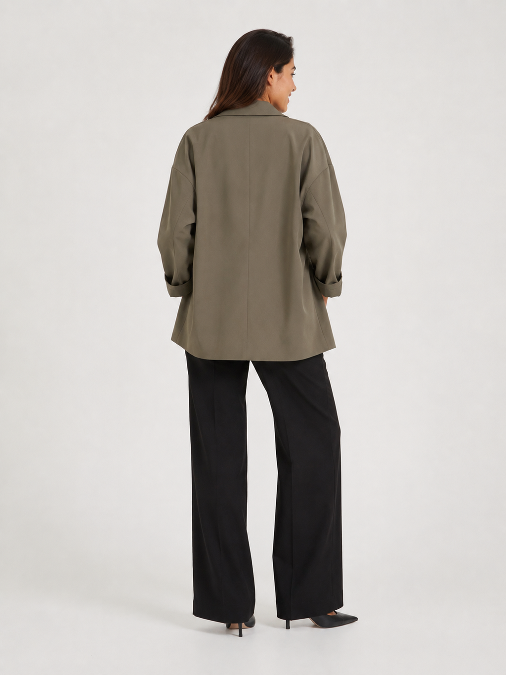 Blazer Long Kaki Femme