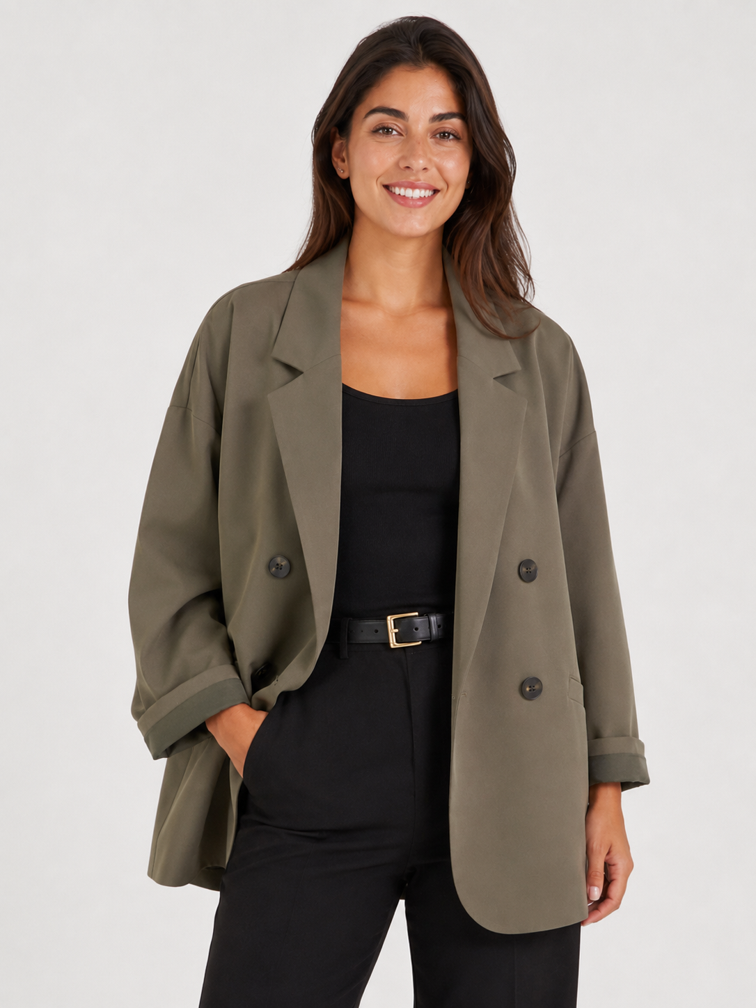 Blazer Long Kaki Femme