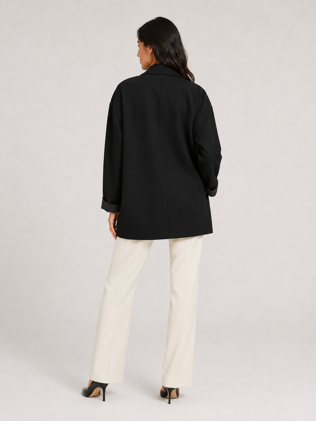 Long Blazer Noir Femme