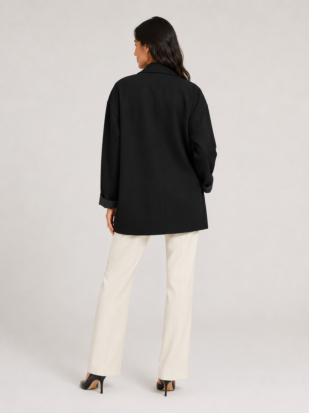 Long Blazer Noir Femme