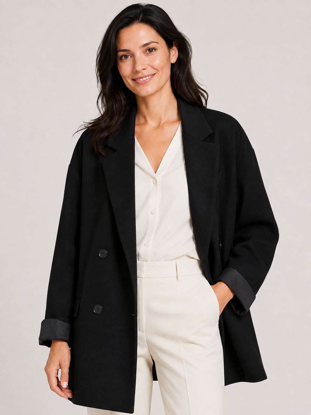 Long Blazer Noir Femme