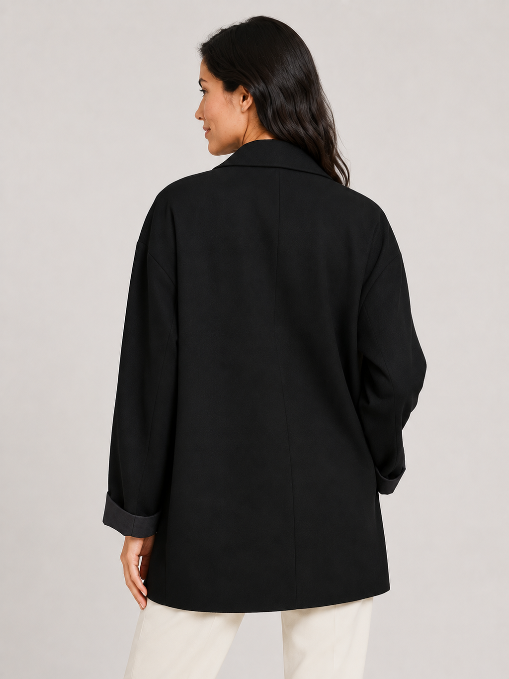 Long Blazer Noir Femme