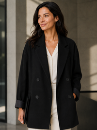 Long Blazer Noir Femme