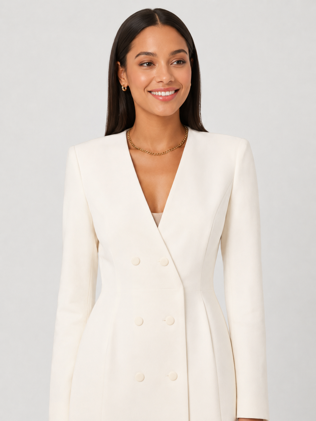 Robe Blazer Mi-Longue Blanc