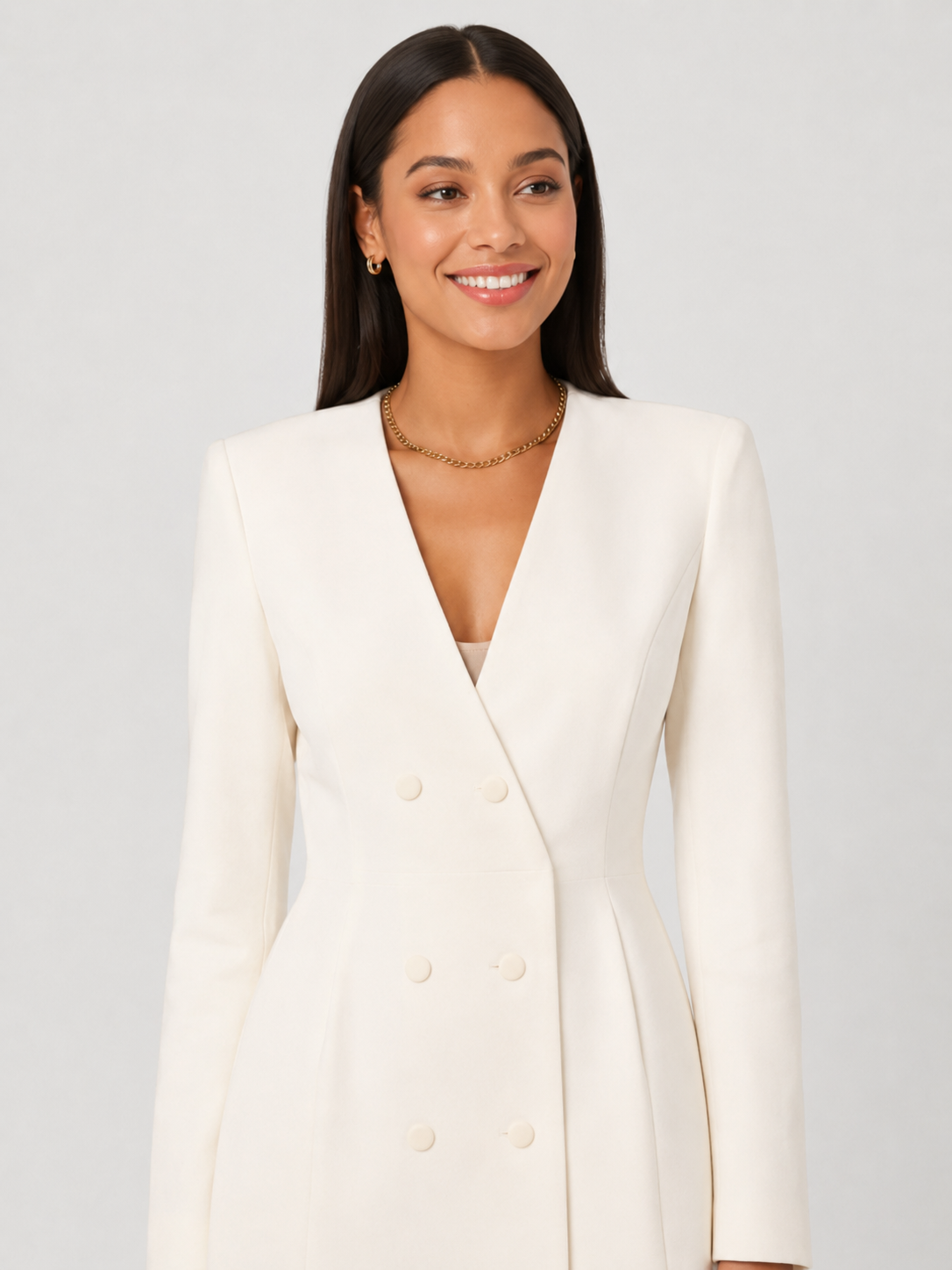 Robe Blazer Mi-Longue Blanc