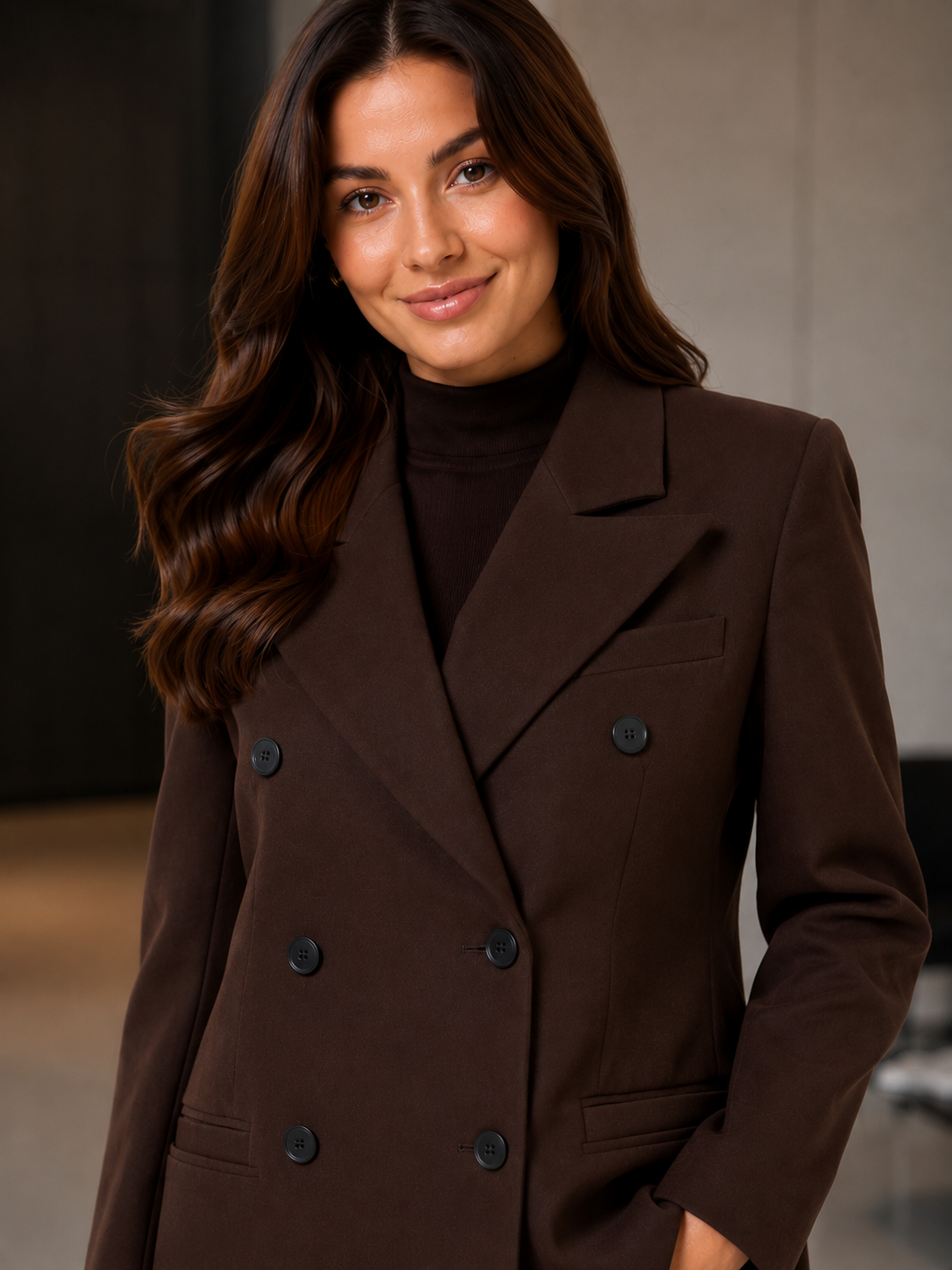 Ensemble Robe Blazer Femme Marron