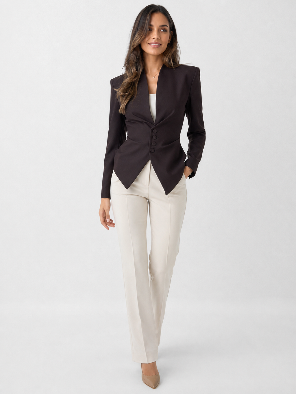 Blazer Cintré Marron Femme