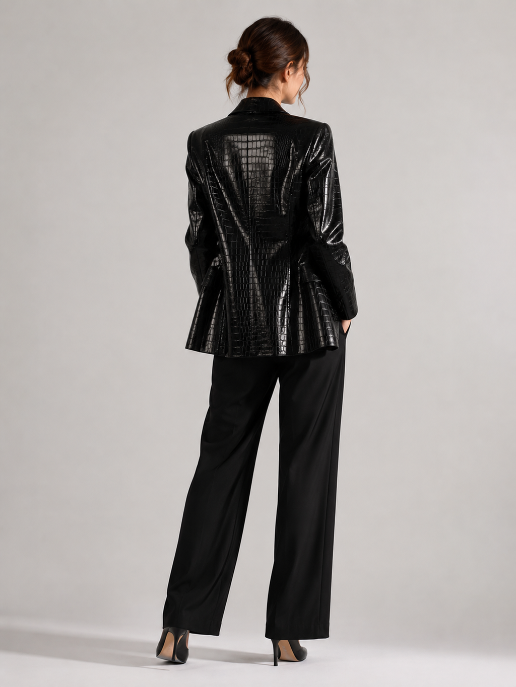 Veste Blazer Cuir Noir Femme