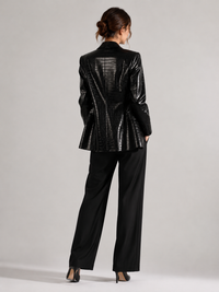 Veste Blazer Cuir Noir Femme