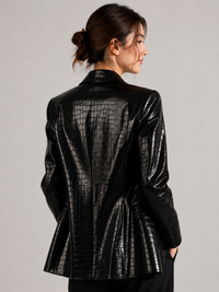 Veste Blazer Cuir Noir Femme