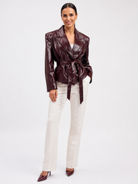Blazer Cuir Femme Marron