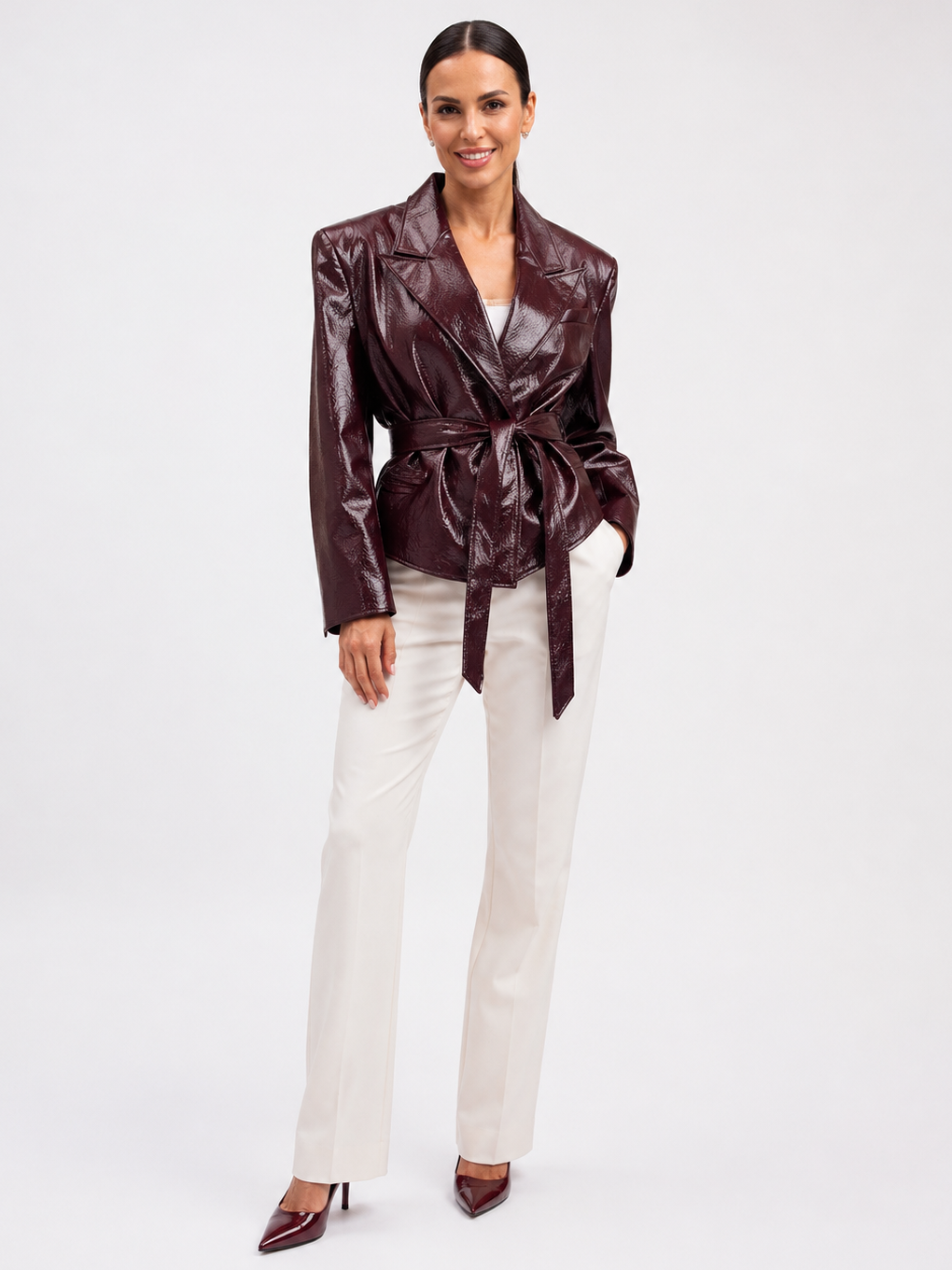 Blazer Cuir Femme Marron