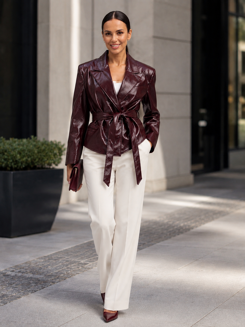 Blazer Cuir Femme Marron
