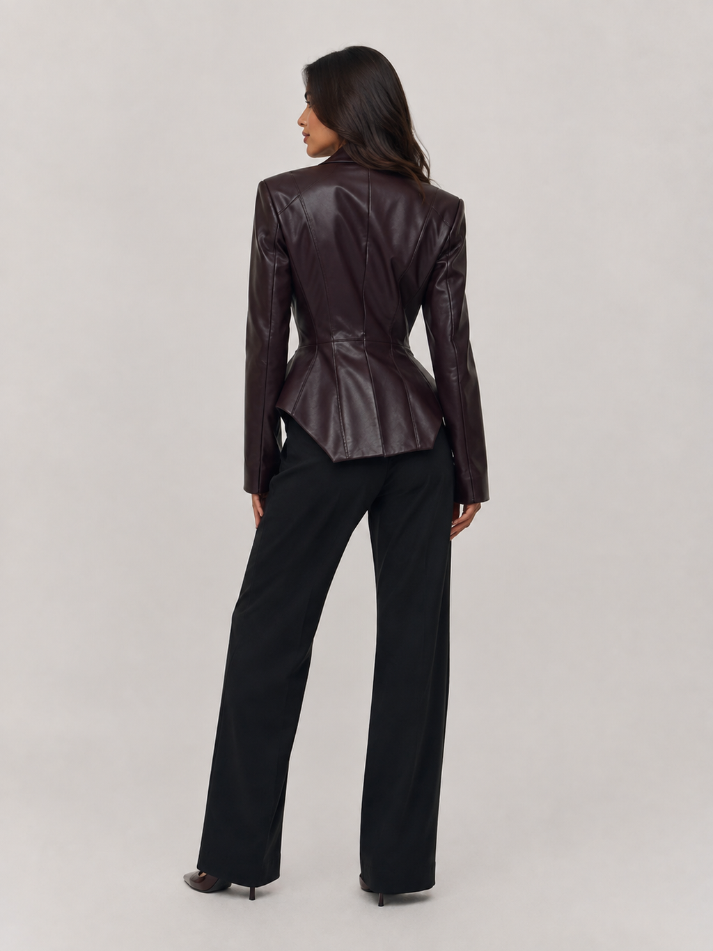 Veste Blazer En Cuir Femme Noir