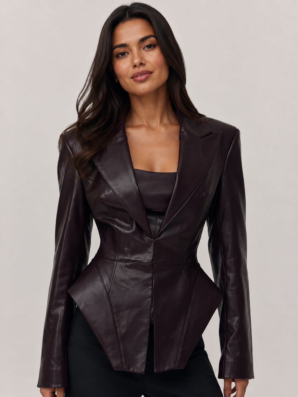 Veste Blazer En Cuir Femme Noir