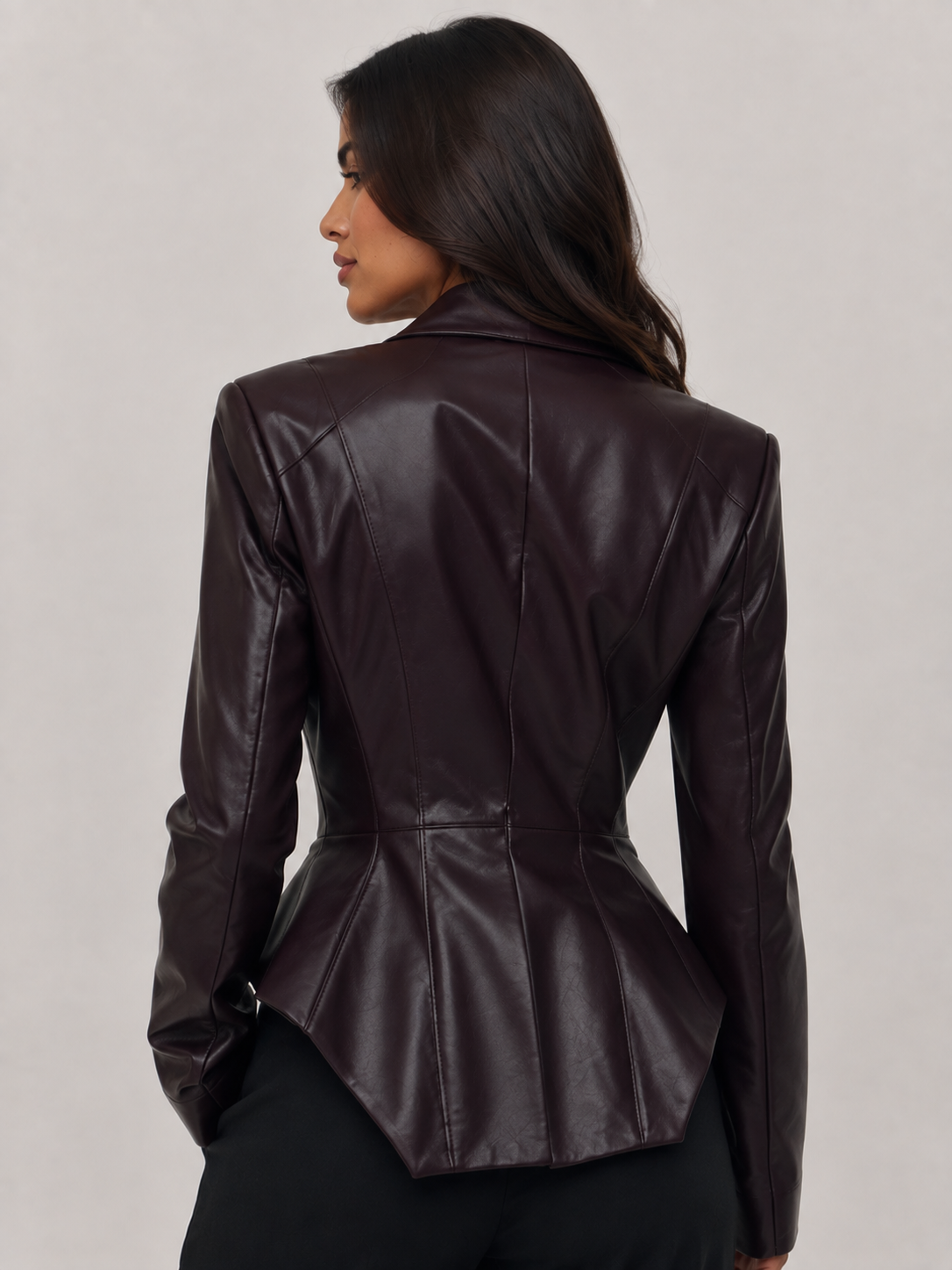 Veste Blazer En Cuir Femme Noir