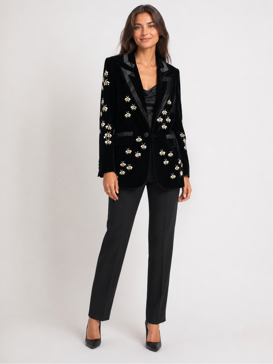 Blazer En Velour Noir Femme