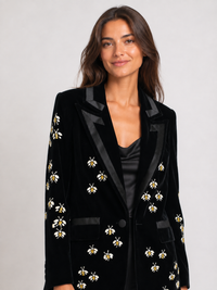 Blazer En Velour Noir Femme