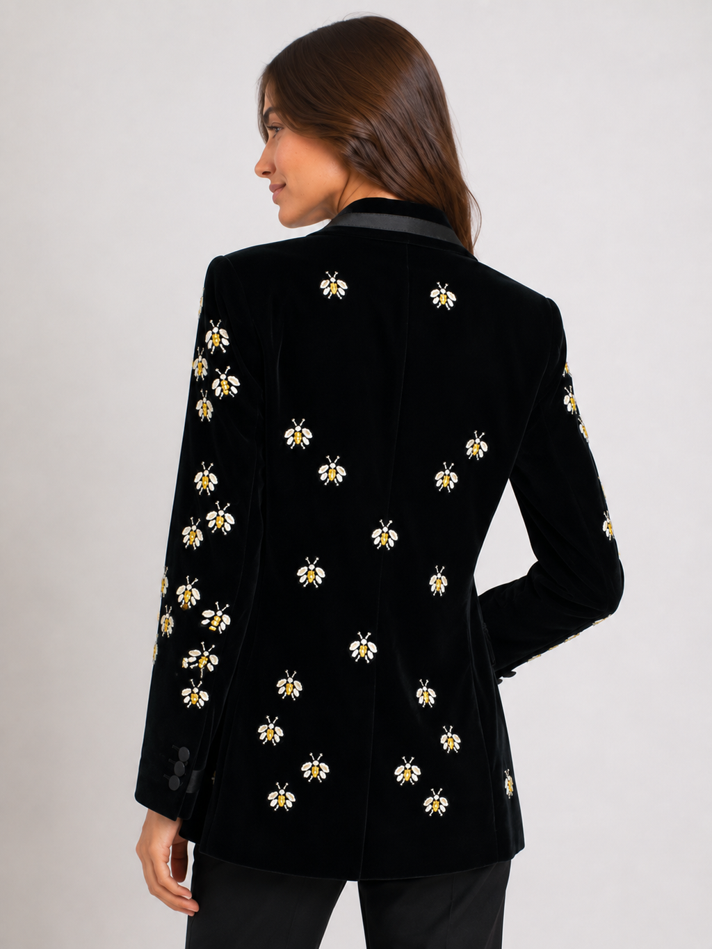 Blazer En Velour Noir Femme