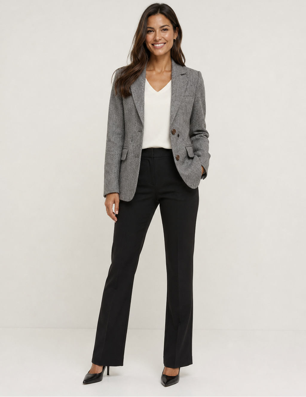Blazer Laine Gris Femme