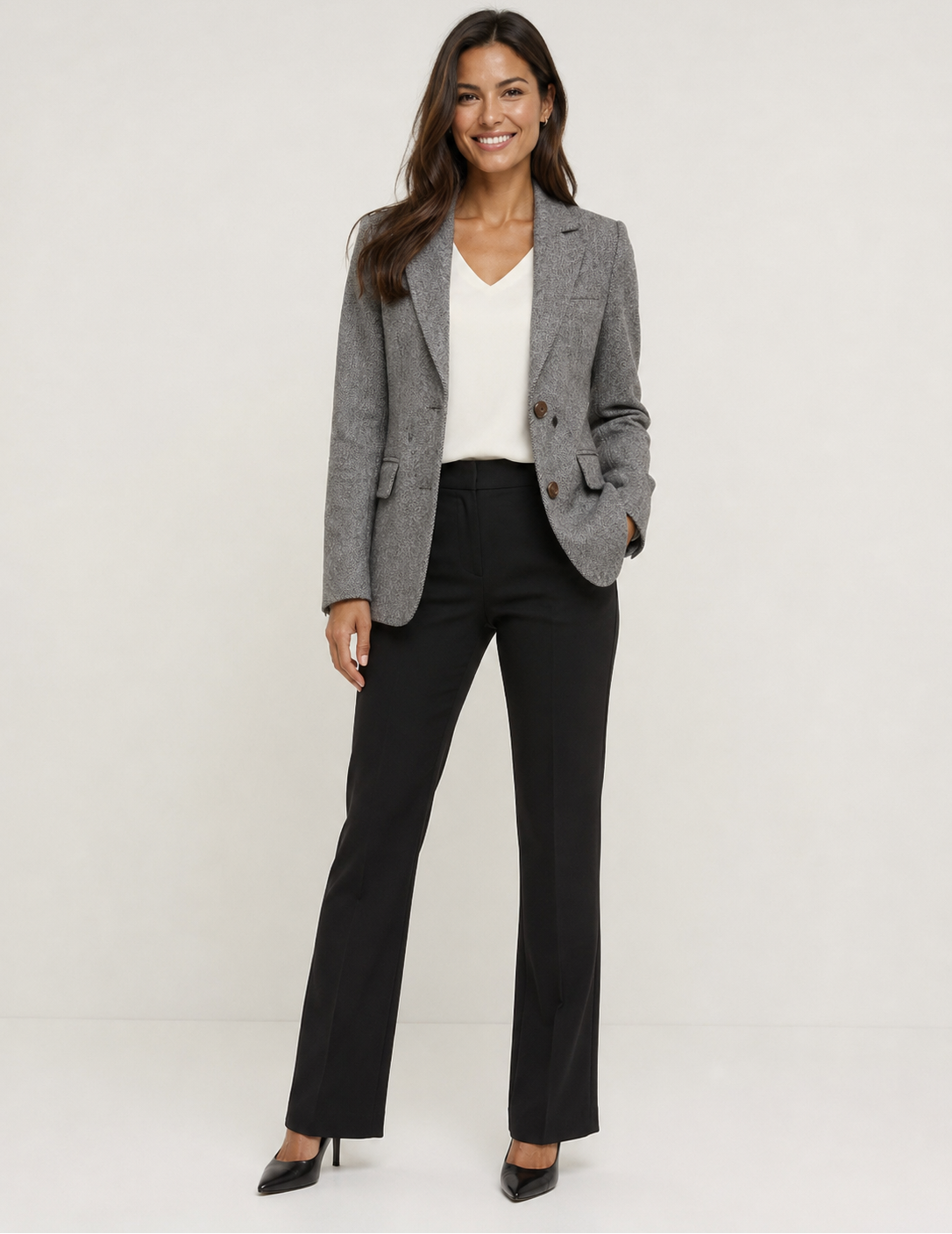 Blazer Laine Gris Femme